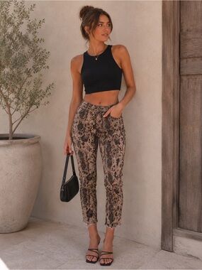 Free People We The Free Snake Print Jeans - Brown & Black